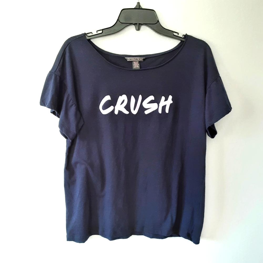 Victoria's Secret Womens Graphic T-Shirt Blue Ruffle Sleeve - Size Medium